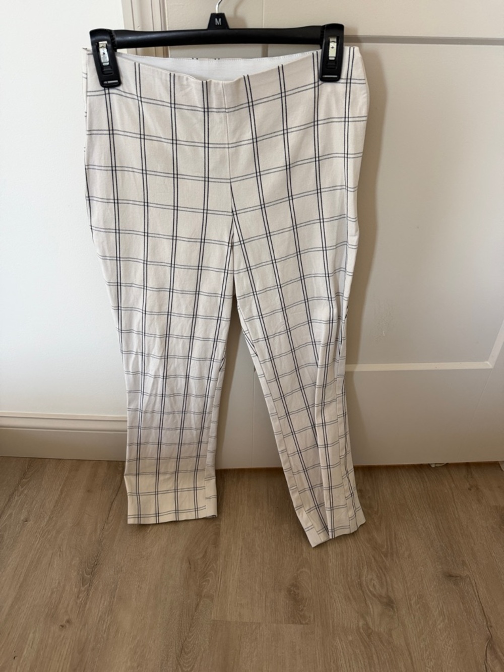 a new day White & Navy Windowpane Trousers